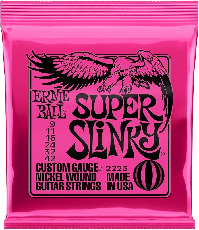 Ernie Ball Super Slinky Cordes filées en nickel pour guitare électrique, calibre 9-42
