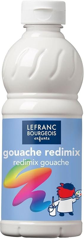 Lefranc Bourgeois - Gouache liquide Redimix pour enfants - Bouteille 500ml - Blanc