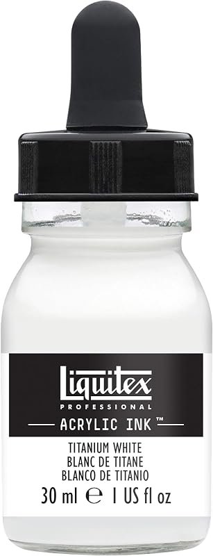 Liquitex Professional Encre Acrylique Flacon Avec Pipette 30 ml Blanc De Titane, Flacon 30ml