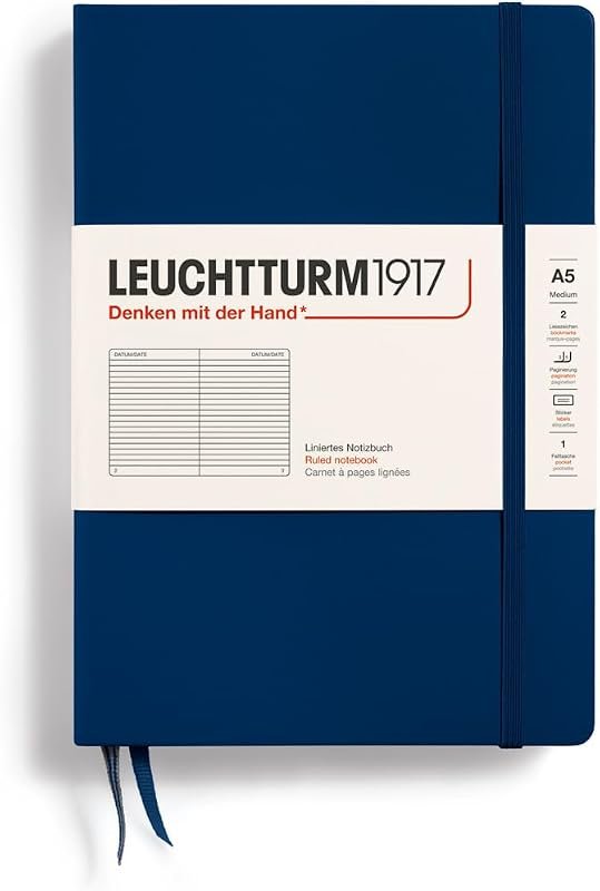 Leuchtturm1917 342922 Carnet Medium A5 Ligné 249 pages numérotées Bleu marine