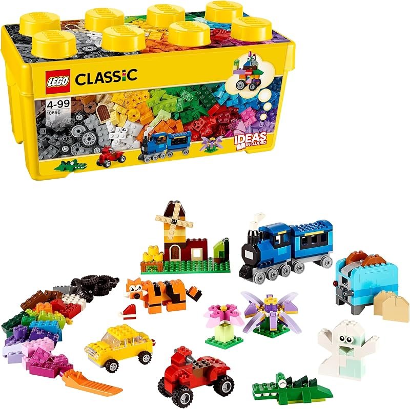 LEGO 10696 Classic La Boîte de Briques Créatives, Jouet et Ensemble de Rangement avec Briques, Roues, Fenêtres, Idée Cadeau Anniversaire