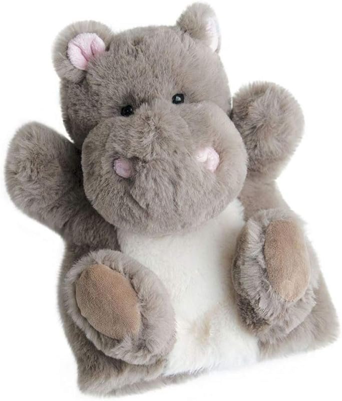 Histoire d'Ours - Doudou Marionnette à Main Hippopotame- 25 cm - Gris - Douce Marionnette - HO2592