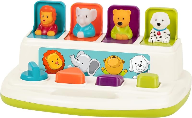 Battat Pop-Up Pals, Jouet à Pop-up de Cause à Effet, 4 Animaux