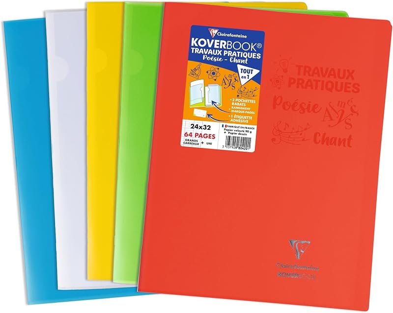 Clairefontaine 980420C - Cahier TP Koverbook 24x32cm 64p GC + Unies Polypro
