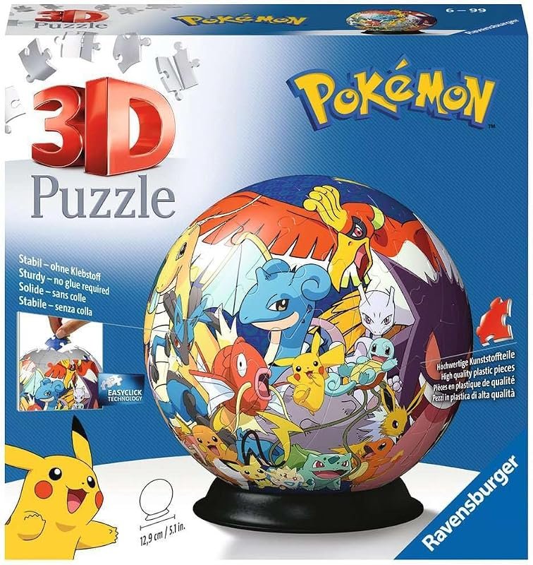 Ravensburger Puzzle 3D Pokémon – Sphère 72 pièces numérotées – sans Colle – Puzzle Enfant dès 6 Ans – Support Inclus – Version française
