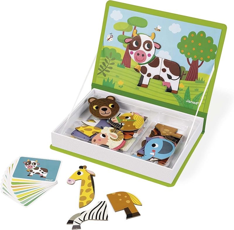 Janod, Magneti'Book, Animaux, Jeu Magnétique, 30 Magnets