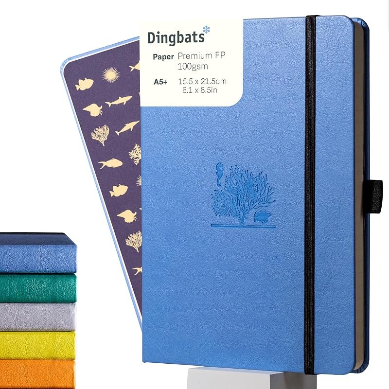 Dingbats* - Earth Carnet de Notes A5 Pointillé - Moyen, Couverture Rigide, Journal en Cuir PU - Fermeture élastique, Porte-stylo