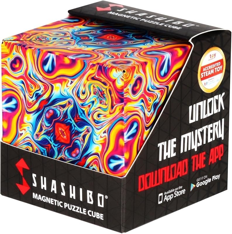 Shashibo Cube Transformable – Cube Antistress breveté et primé avec 36 aimants rares sur Le thème de la Terre – Peut Prendre Plus de 100