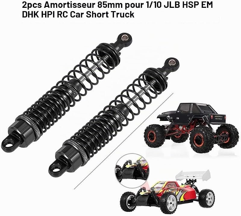 4 pack Amortisseur amortisseur métallique avant et arrière réglable 60mm 85mm 100mm pour type de chenille de camion de voiture de 1/10 RC