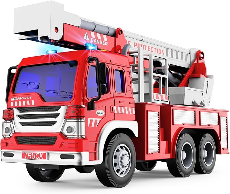GizmoVine Gros Camion de Pompier, Véhicule Pompiers XXL avec Échelle