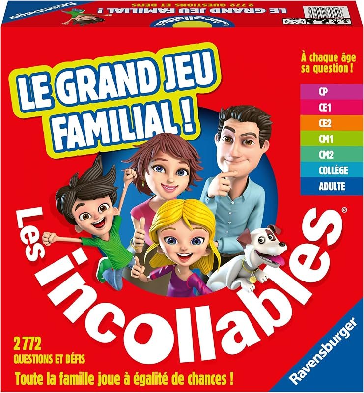 Boîte de jeu de quiz familial avec cartes de questions