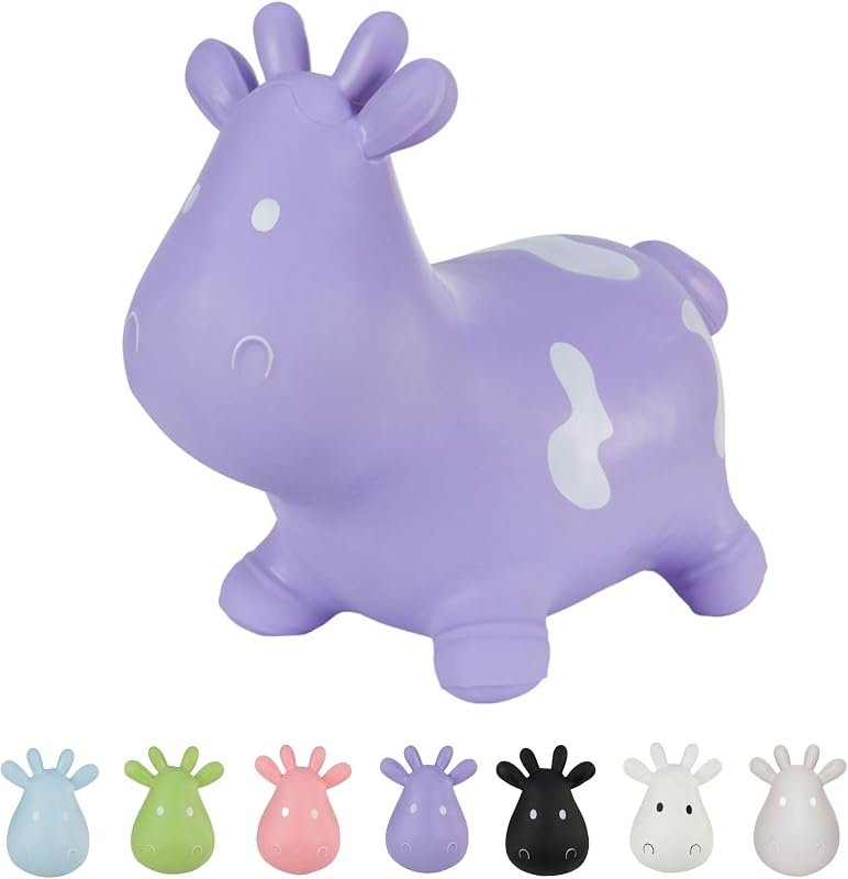 Tootiny Animal Sauteur Gonflable Vache, Animal Sauteur, Jouet Sauteur Gonflable - Développe la motricité - A partir de 12 Mois - avec Pompe