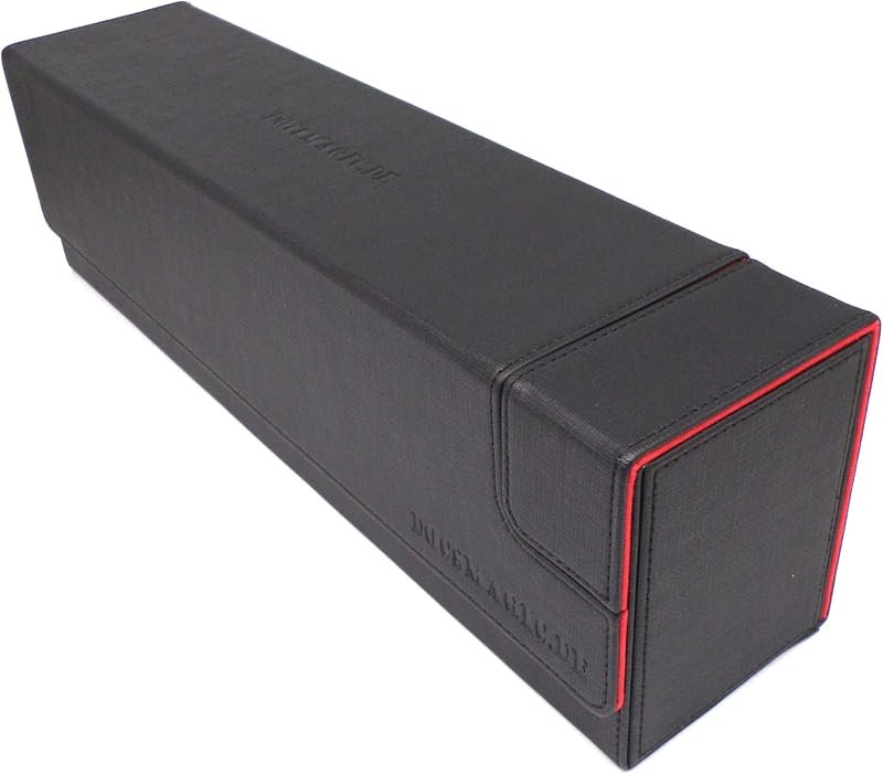 docsmagic.de Premium Magnetic Tray Long Box Black/Red Large - Card Deck Storage - Boîte de Rangement Noir/Rouge