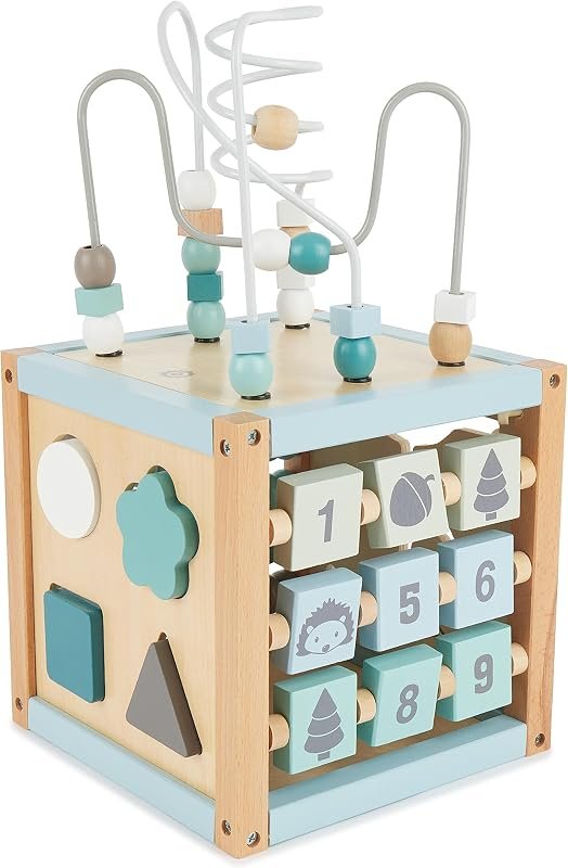 BIECO Cube D'activité Bois, Jeu 1 an Motricité Bébé, Table, pour activité