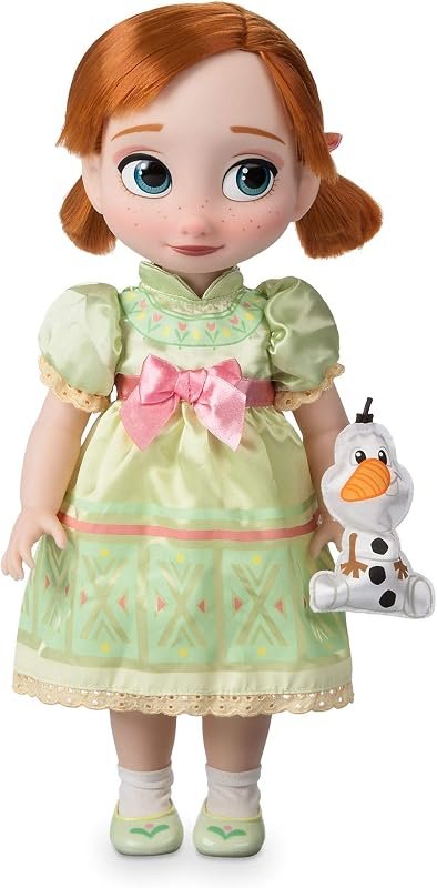 Disney Store Poupée Anna, Collection Animator, La Reine des Neiges, 39 cm / 15" avec Chevelure réaliste, Tenue et Chaussures, Peluche Olaf