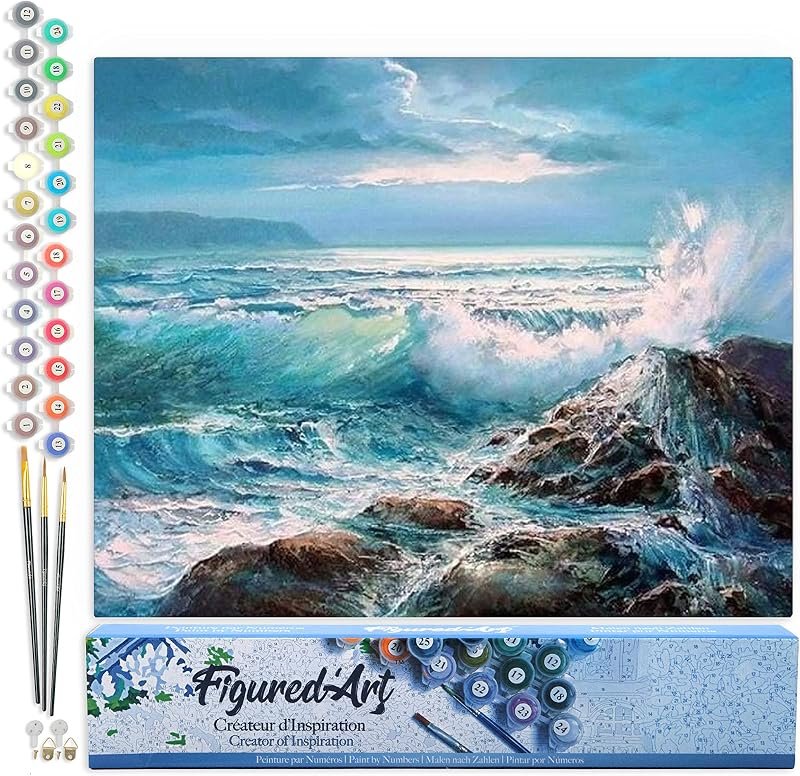 Toile peinture par numéros vagues marines