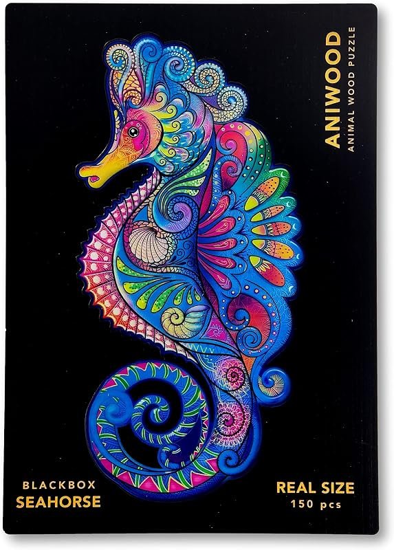 ANIWOOD Puzzle en Bois en Forme d'animal. Couvercle découpé à la Taille réelle du Puzzle. Contient des pièces Uniques d'animaux