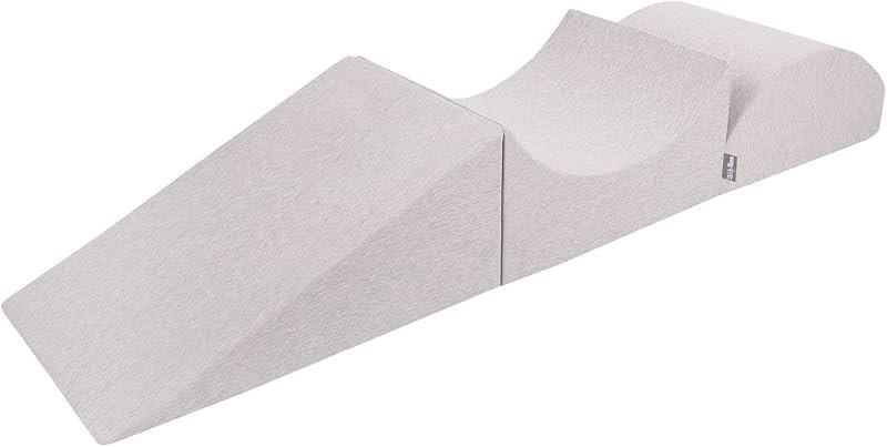 KiddyMoon Aire De Jeux en Mousse pour Enfants, Élément Pente/Rampe/Semi-Roulea, Gris Clair