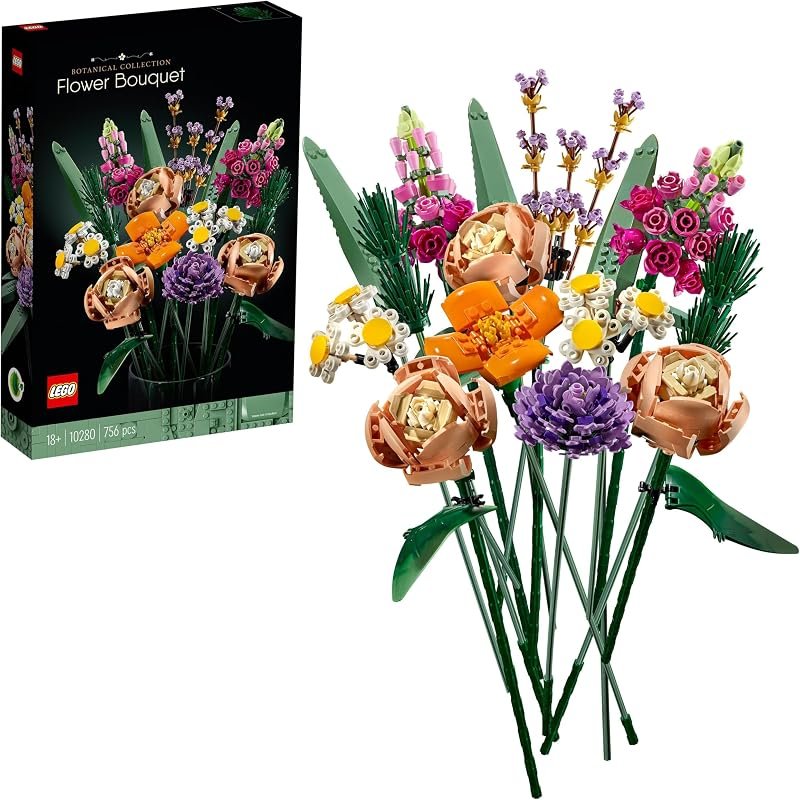 Bouquet de fleurs LEGO colorées dans un vase