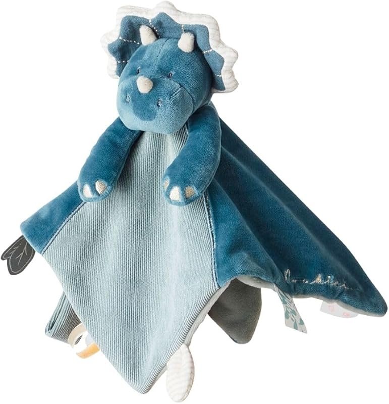 NOUKIE'S - Doudou bébé et Enfant - Dinosaure Bleu Ops - Eveil et Sommeil - Marionnette - Cadeau de Naissance