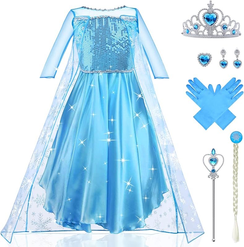 URAQT Robe Elsa Enfant de Princesse, Elsa Costume Princesse Fête(100-150)