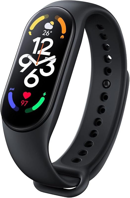 Bracelet connecté à écran AMOLED affichant l'heure