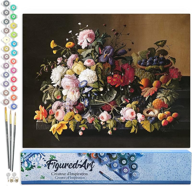 Toile peinture par numéros fleurs et fruits