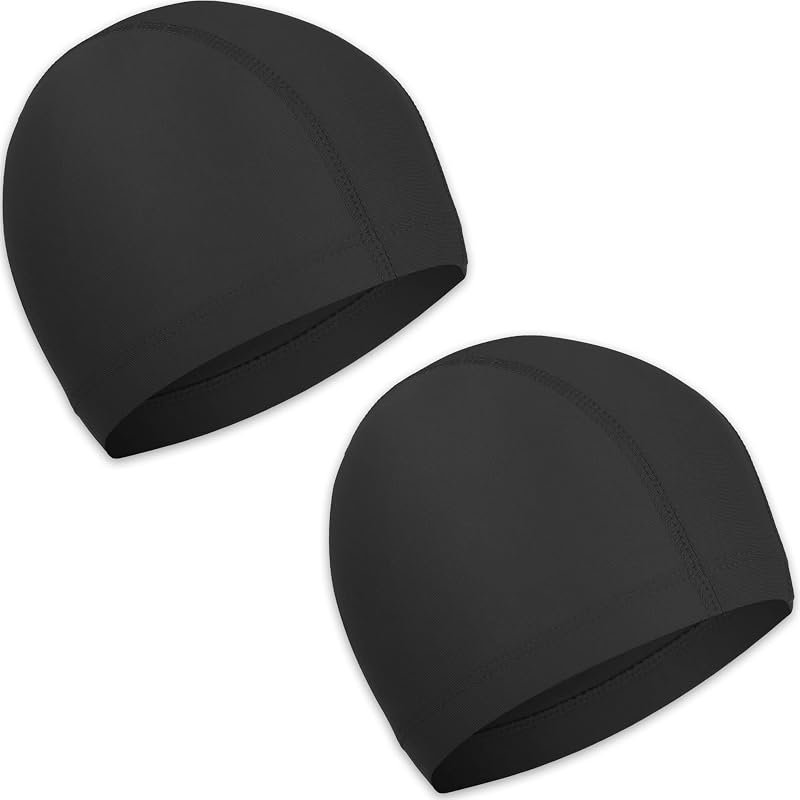 2 Pièces Bonnets de Bain Élastique, Bonnet de Natation en Tissu Polyester, Confortable Bonnet de Piscine Souple pour Enfant Femme Homme
