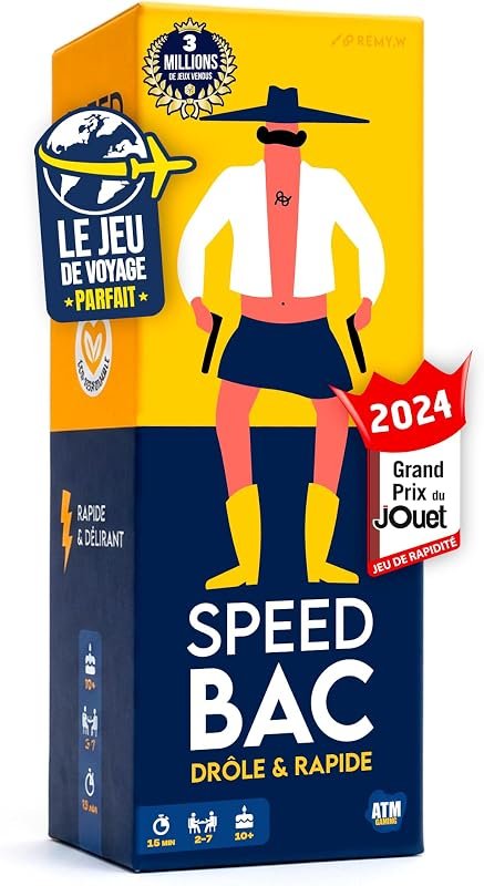 ATM Gaming Speedbac - Jeu de société Famille et Amis - Parfait pour Mettre l'ambiance - 2 à 7 Joueurs - Grand Prix du Jouet 2024 - Format