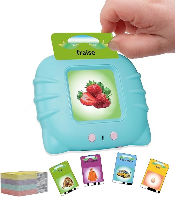 Cartes Flash Parlantes Français (224 Mots Bleu) - Jouet Éducatif Montessori 1-6 Ans - Jeu d'Éveil Langage sans Écran - Machine à Lire Bébé