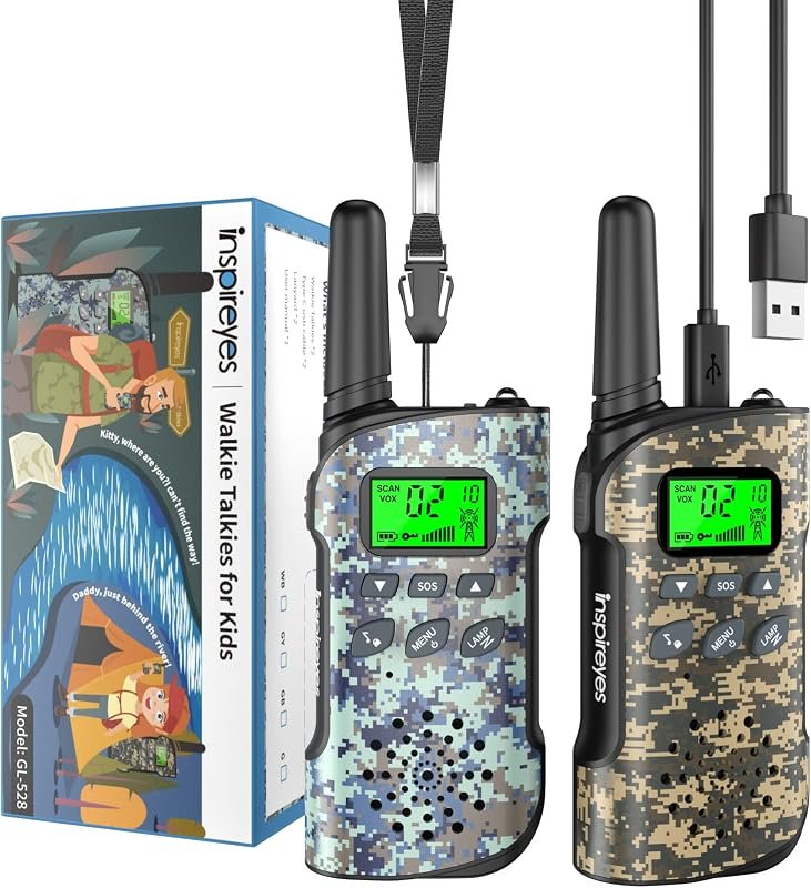 Inspireyes Talkie-Walkie Enfant Rechargeable,Cadeau Garçon Fille,Lot de 2