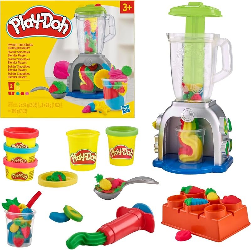 Play-Doh Tourbillon de Smoothies, Coffret Créatif avec 20 Accessoires et 8 Pots de Pâte à Modeler, Jouet Créatif pour Les Filles et Garçons