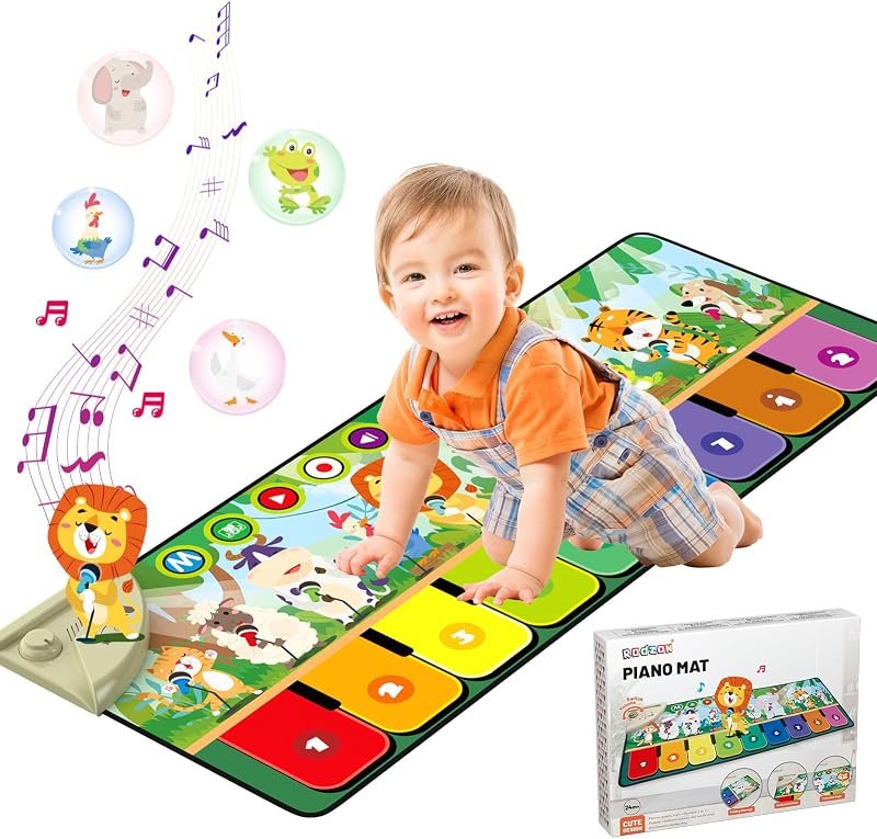 Rodzon Piano Bebe avec 10 Animaux,Jouets pour Bébés 1 2 3ans,Tapis de Danse Enfants,Cadeau d'anniversaire de Noël pour Garçons Filles 24m+