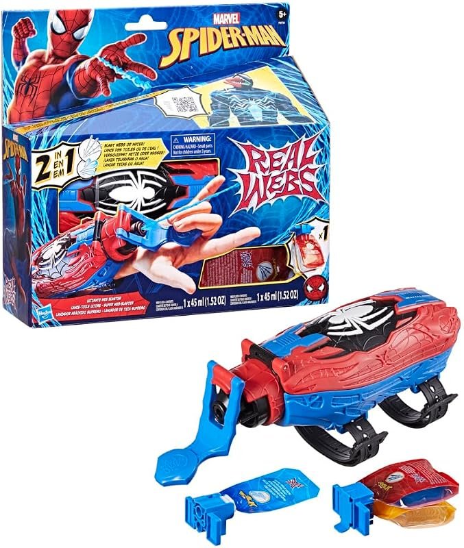 Star Wars Marvel Spider-Man Real Webs, Lance-Toile Ultime, Blaster 2-en-1, Jouet de déguisement, Jouets Spider-Man, Red and Blue