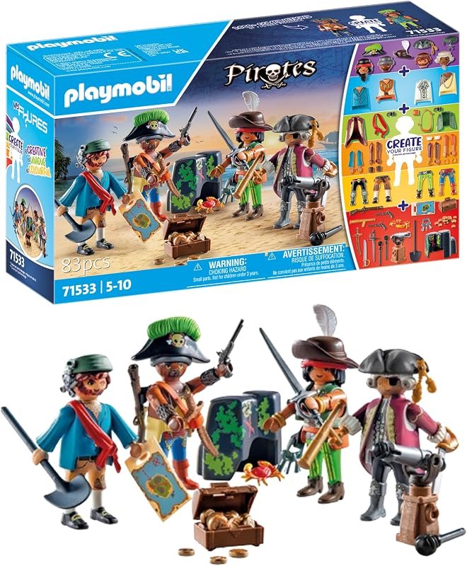 Playmobil 71533 MyFigures : Pirates - Prenez Le Large et embarquez pour Une Chasse au trésor en mer - Set de Plusieurs Personnages à