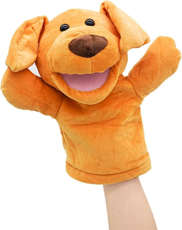 lilizzhoumax Jouets en Peluche Chien Marionnette à Main Simulation Jouet en Peluche Chien Poupée Réaliste, Jeu de rôle Mignon, Jouets