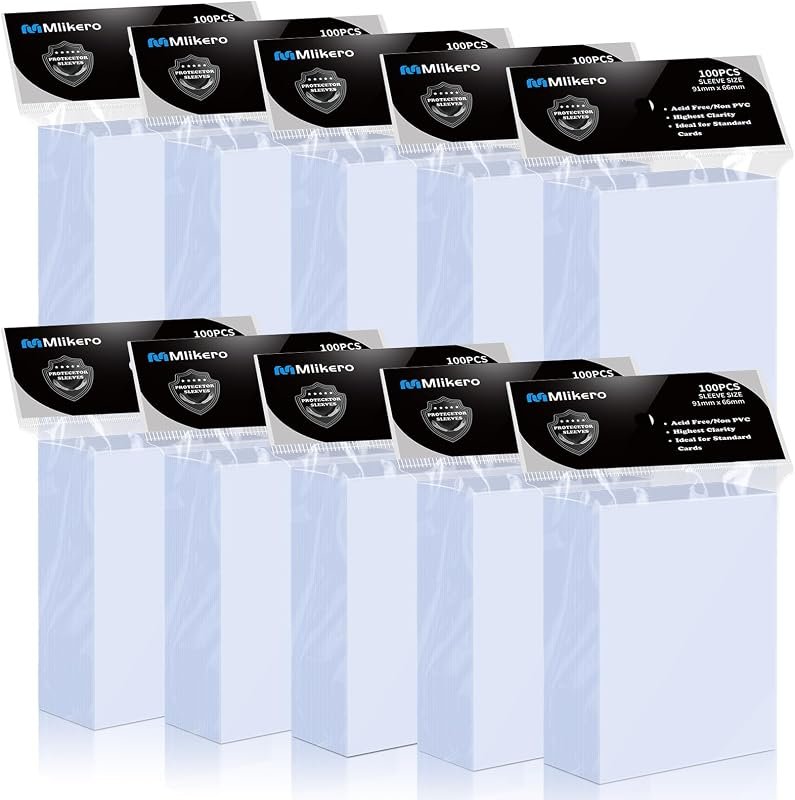 Mlikero 1000 Sleeves Carte Souple, Card Sleeve Slive de Protection Carte pour Cartes à Collectionnerr, Cartes de Sport, 66 x 91 mm