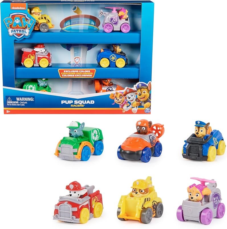 Paw Patrol - Pat Patrouille - Coffret Cadeau 6 Mini Racers Pup Squad
