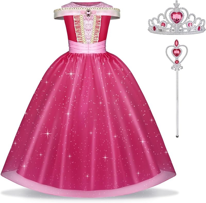 URAQT Robe de Princesse Filles Costume de La Belle au Bois Dormant(100-150)