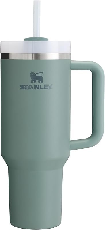 Grand mug isotherme gris avec paille et poignée