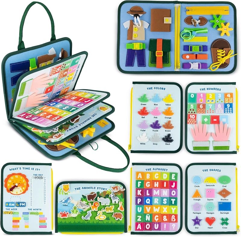BONNYCO Busy Board Montessori de Feutre. Jouet Montessori Educatif, Malette Busy Book Motricité Fine. Jouets d'Activité et de