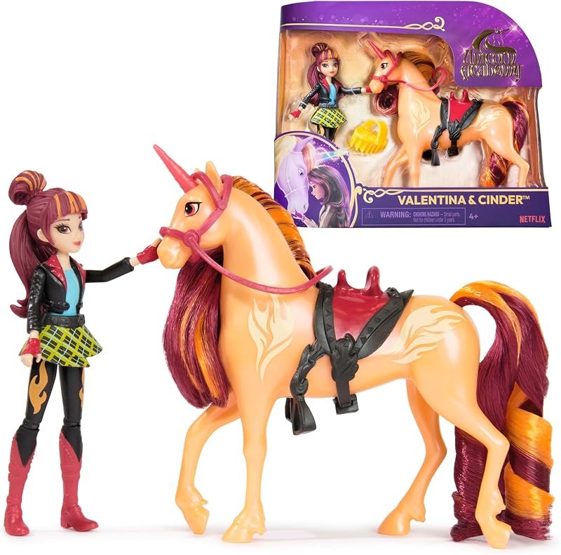 Unicorn Academy - L'Ecole des Licornes - Licorne Cinder + Poupée Valentina - Licorne, Poupée Et Accessoires À Collectionner- Jouets