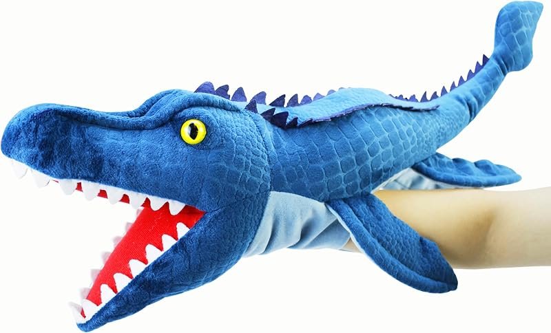 Marionnettes à Main Dinosaures pour Enfants,Comprenant Un tricératops et Un tyrannosaure Rex avec Bouche Ouverte Mobile,parfaites pour