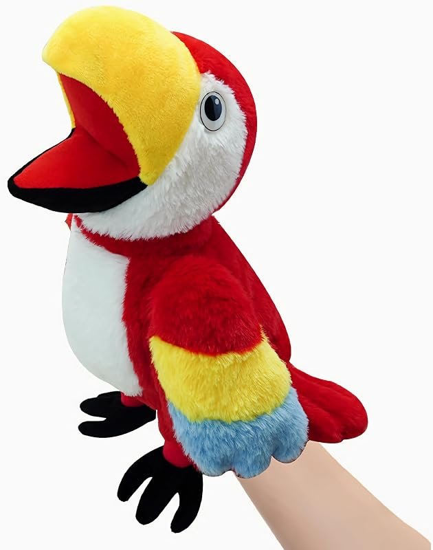 Marionnettes à Main Oiseaux pour Enfants,comprennent des perroquets, des paons, etc. avec Bouche Ouverte Mobile, parfaites pour raconter