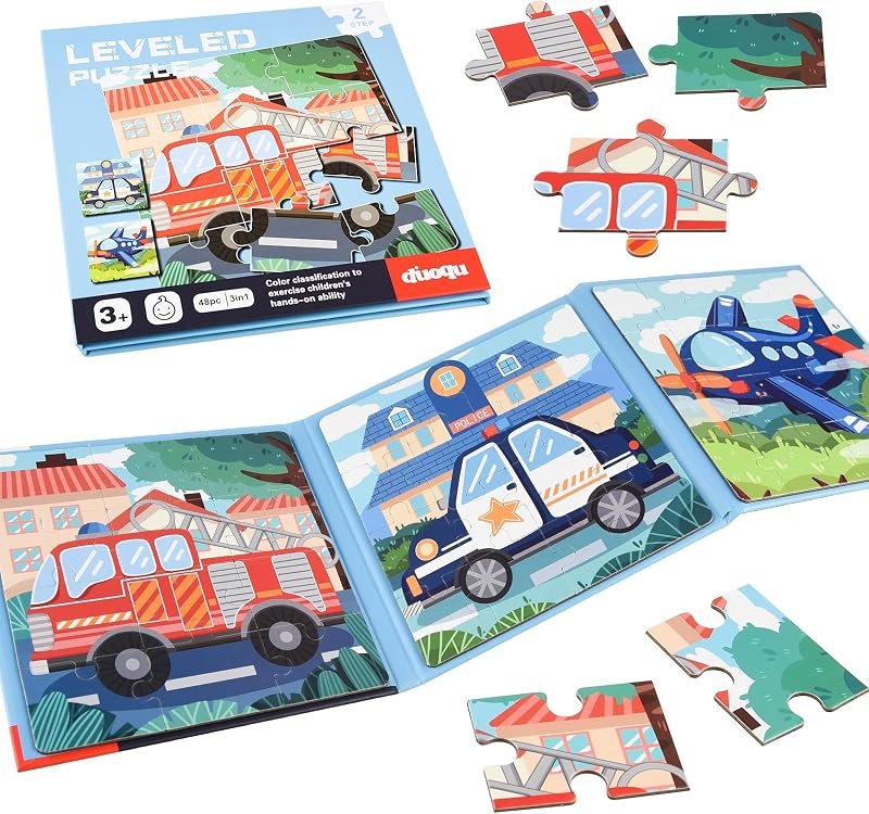 ASTARON Puzzles magnétiques pour Enfants de 3 à 5 Ans, pour Enfants âgés de 2 à 4 Ans, Jouet d'activités de Ferme/Voiture/Animaux, Aimant