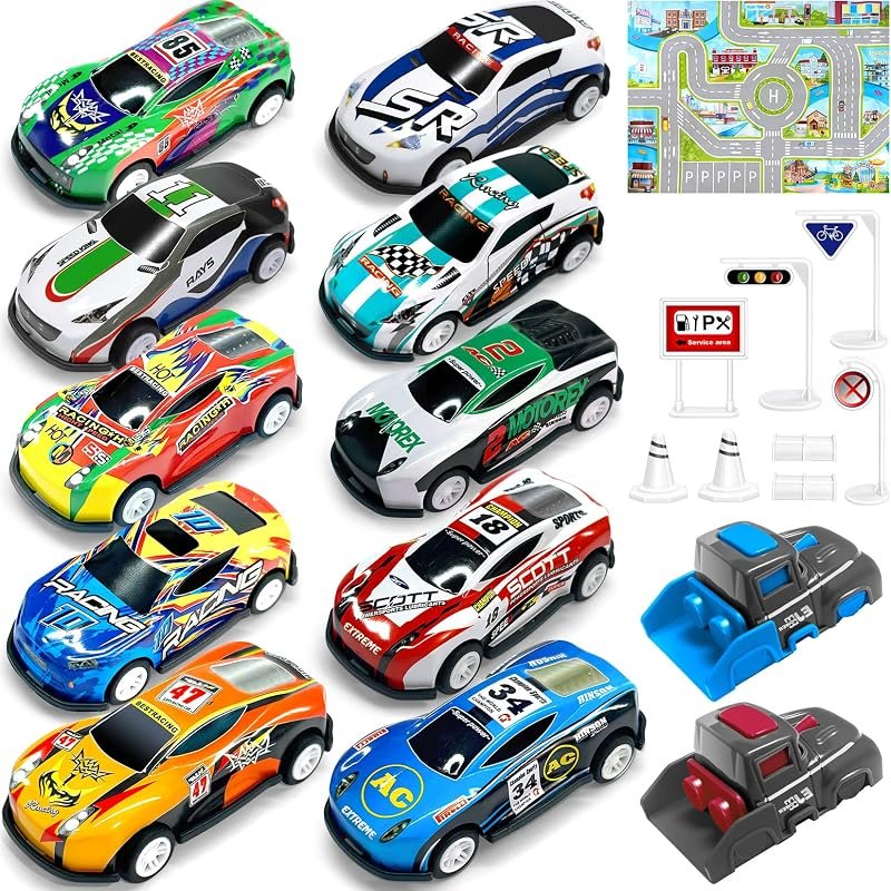 Coffret Petite Voiture Enfant, 10 Petites Voitures Jouets avec