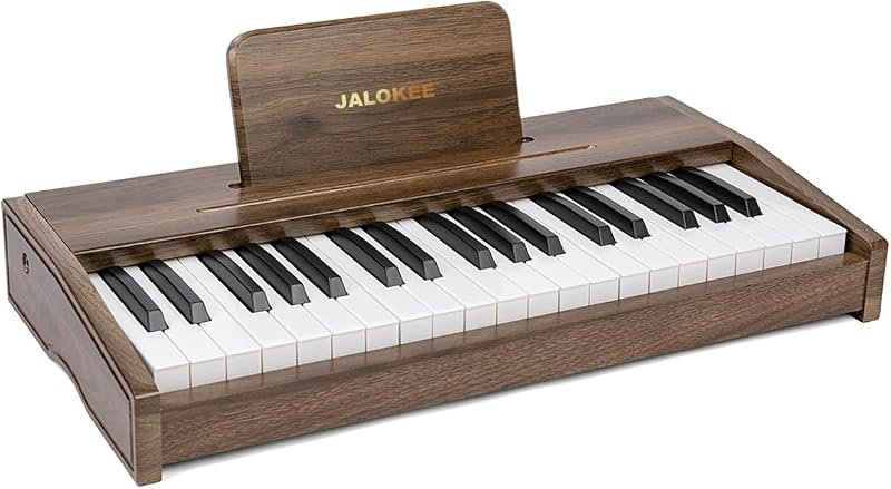 Clavier de piano numérique pour enfants, instrument éducatif musical, jouet en bois pour filles et garçons à partir de 3 ans (noyer, 37