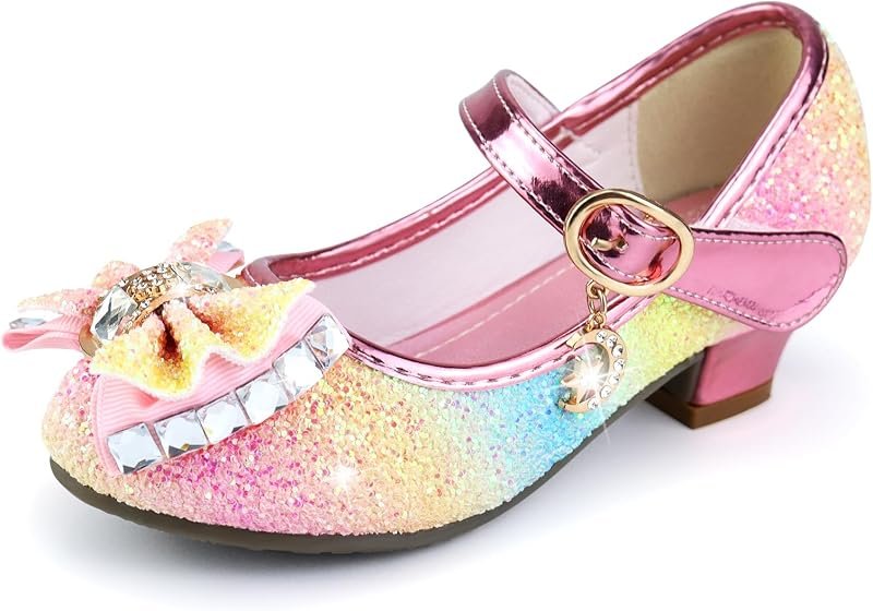 Chaussure Princesse Fille Talon Enfant Fille Princesse Cosplay Chaussures Paillettes Chaussure Deguisement Princesse Fille Chaussure à