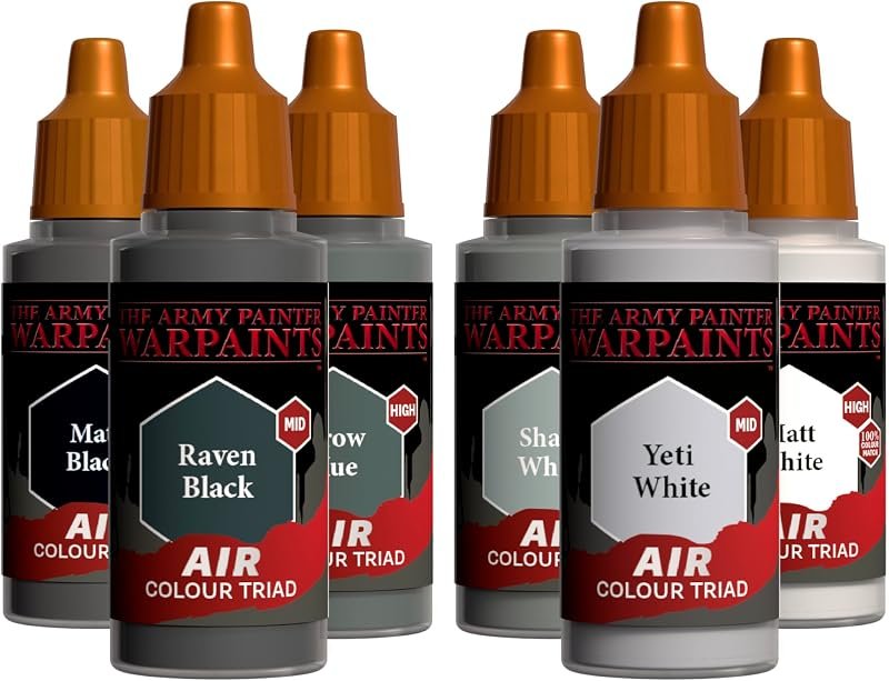 The Army Painter, Airbrush Primary Bundle Greyscale, 2 triades x 6 x 18 ml