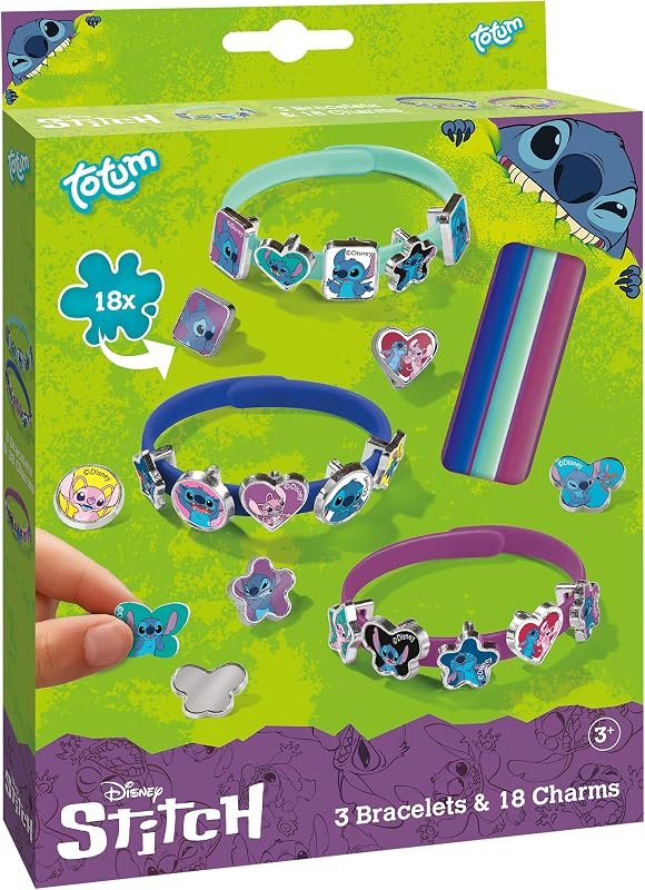 Stitch Lot de 18 bracelets pour enfants - Bracelets jaunes, bleus et rouges pour créer votre propre créativité - Plaisir de bijoux unique
